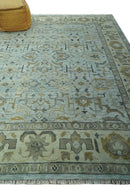 Blue and Beige Hand Knotted Traditional Oriental Oushak 8x10 wool area Rug
