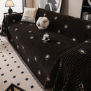 Chenille Camellia Floral Sofa Throw Cover Couch Blanket with Striped Jacquard