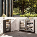 ZLINE 24" Touchstone Dual Zone 44 Bottle Wine Cooler White Matte Glass Door Matte Black Handle RWDOZ-WM-24-MB