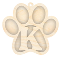 Unfinished Wood Layered Letter Paw Print Tags | A-Z | 2 Piece | 5" Wide | 1/8" Wood | Wood Craft DIY