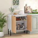Buffet Cabinet With Storage White Natural 2 Door Modern
