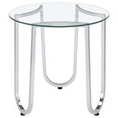 Beller Round Tempered Glass Top End Side Table Chrome