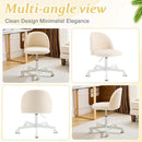 Armless Creamy Beige Teddy Fleece Office Desk Chair With Wheels