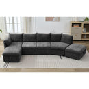 146.9" L-shaped Sofa Sectional Sofa Couch Pull-out Sofa Bed with a Movable Storage Ottoman, a Storage Chaise Lounge and Two USB Ports for Living Room, Grey