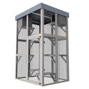 70.5＂ Tall Wooden Catio Outdoor Cat Enclosure, Gray Cat House Large Solid Wood Cage Playpen with 6 Jumping Platforms & 2 Napping Houses, Movable tarp cover