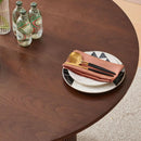 Forty Seven Inch Round Dining Table Set Walnut Finish Woodgrain Chairs