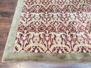 Contemporary Indian Nepalese Room Sized Rug 9 x 11.6, Wool Hand-Knotted Dark Red & Beige Soft Carpet, 9 x 12 Masterloom Living Room Rug