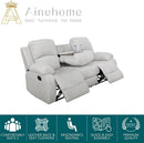 Grey White Microfiber Leather Recliner Sofa Set Living Room