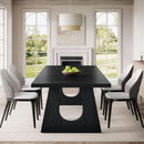 70.9 Inch Black Contemporary Rectangular Dining Table Seats 6 To 8