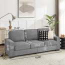 83.86'Snowfleece Fabric sofa,Modern Compressed Couch,3-Seater Sofa, Furniture for Living Room,Bedroom,office ,Gray