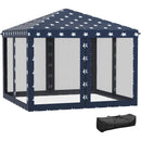 10' x 10' Pop Up Canopy Tent with Netting, Instant Gazebo, Ez up Screen House Room with Carry Bag, Height Adjustable, for Outdoor, Garden, Patio, American Flag