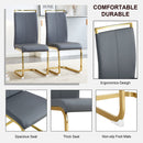 Modern Dining Chairs, PU Faux Leather High Back Upholstered Side Chair with Golden C-shaped Tube Metal Legs for Dining Room,Kitchen(Set of 2 )(DARK GRAY+PU)W1151104365