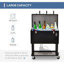 68QT Patio Cooler Ice Chest with Foosball Table Top, Portable Poolside Party Bar Cold Drink Rolling Cart on Wheels with Tray Shelf