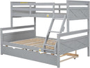Grey Trundle Bunk Bed Twin Over Full With Guardrail