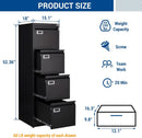 Lockable 4 Drawer Vertical File Cabinet Black Metal For Home Office