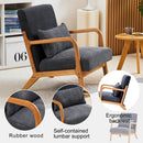 Mid-Century Modern Accent Chair, Arm Chair Living Room Chairs with Pillow Upholstered Reading Chair with Solid Wood Frame &  Living Room Bedroom Balcony (Antique Dark Grey)