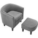 Modern Accent Chair,Upholstered Arm Chair Linen Corduroy Single Sofa Chair with Ottoman Foot Rest Comfy Armchair for Living Room Bedroom and Office,Grey