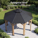 [13X13FT] Alora Cedar Wood Galvanized Steel Octagonal Hardtop Double Roof Gazebo (SAK17468)
