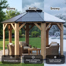 [13X13FT] Alora Cedar Wood Galvanized Steel Octagonal Hardtop Double Roof Gazebo (SAK17468)