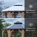 [13X13FT] Alora Cedar Wood Galvanized Steel Octagonal Hardtop Double Roof Gazebo (SAK17468)
