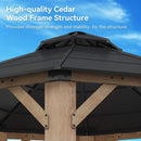 [13X13FT] Alora Premium All-Weather Octagonal Double Hardtop Cedar Wood Gazebo (SAK42795)