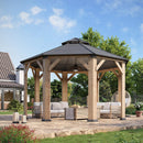 [13X13FT] Alora Premium All-Weather Octagonal Double Hardtop Cedar Wood Gazebo (SAK42795)