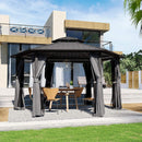 [13X15FT] Alora Hardtop Hexagonal Gazebo With Curtains And Netting [No Furniture] (SAK60713)