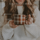 Brown Plaid 14 oz Gold Handle Coffee Mug