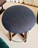Dark Navy Blue Oak Barrel Bar Stool - Memory Foam Upholstery - Whiskey Barrel Stave Pub Stool - Counter Height - Handmade Wine Barrel Chair