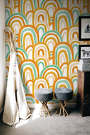 Rainbow Wallpaper, green & orange