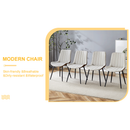 Extended Seat Cushion PU Dining Chair Set - Four Pieces.Smooth line design,Integral metal leg structure,Can integrate well into various modern home decoration styles.Gray and Brown Splicing Colors.