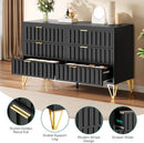 Fluted Stainlesssteel Dresser Six Drawer Black Mattefinish