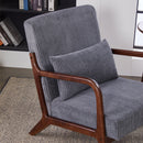 Mid-Century Modern Accent Chair, Arm Chair Living Room Chairs with Pillow Upholstered Reading Chair with Solid Wood Frame &  Living Room Bedroom Balcony (Antique Dark Grey)