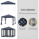 10' x 10' Pop Up Canopy Tent with Netting, Instant Gazebo, Ez up Screen House Room with Carry Bag, Height Adjustable, for Outdoor, Garden, Patio, American Flag