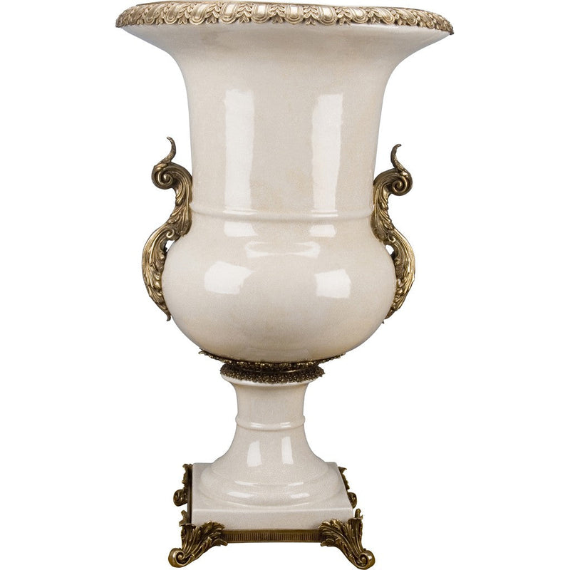 Lovecup White Crackle Porcelain Urn with Bronze Ormolu L196