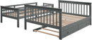 Twin Over Full Bunk Bed With Trundle Storage Shelves Grey