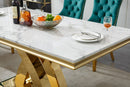 Faux Marble Dining Table 70 Inch With X Pedestal Base