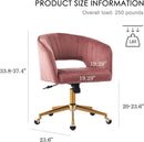 Pink Velvet Swivel Home Office Chair 360 Degree With Gold Base