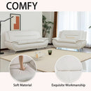 Creamy White 5 Seat Faux Leather Sectional Sofa Set
