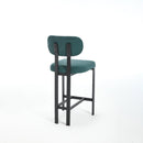 Bar Stools Set of 2, 26 inch Modern Upholstered Fabric Counter Height Barstools, Kitchen Island Chairs with Black Metal Legs for Dining Room/Kitchen Island/Bar