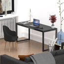 Black Solo Desk 55 Inch Wide With Two Cable Grommets