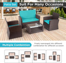4 Piece Outdoor Patio Furniture Set Wicker Conversation