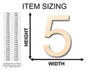 Unfinished Wood Arial Number 5 Shape - Craft - up to 46" DIY