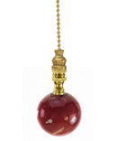 Polished Brass Burgundy Ceramic Ball Fan Pull 2.25"h