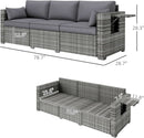Three Seater Wicker Sofa with Side Tray Tables