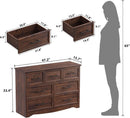 Walnut Farmhouse Dresser 7 Drawers Metallic Handles