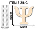 Unfinished Wood Bold Psi Shape - Craft - up to 46" DIY