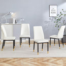 4 Dining Chair Set, White Dining Chair Set, PU Material High Back Seat and Sturdy Black Leg Chair for Dining Room, Kitchen and Living Room c-010