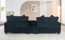 Contemporary Chenille Upholstered Sectional Sofa with Ottomans, USB Ports, Cup Holders & Storage, Blue
