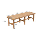 Stylish Acacia Wood Bedroom Bench with Woven PU Leather Seat